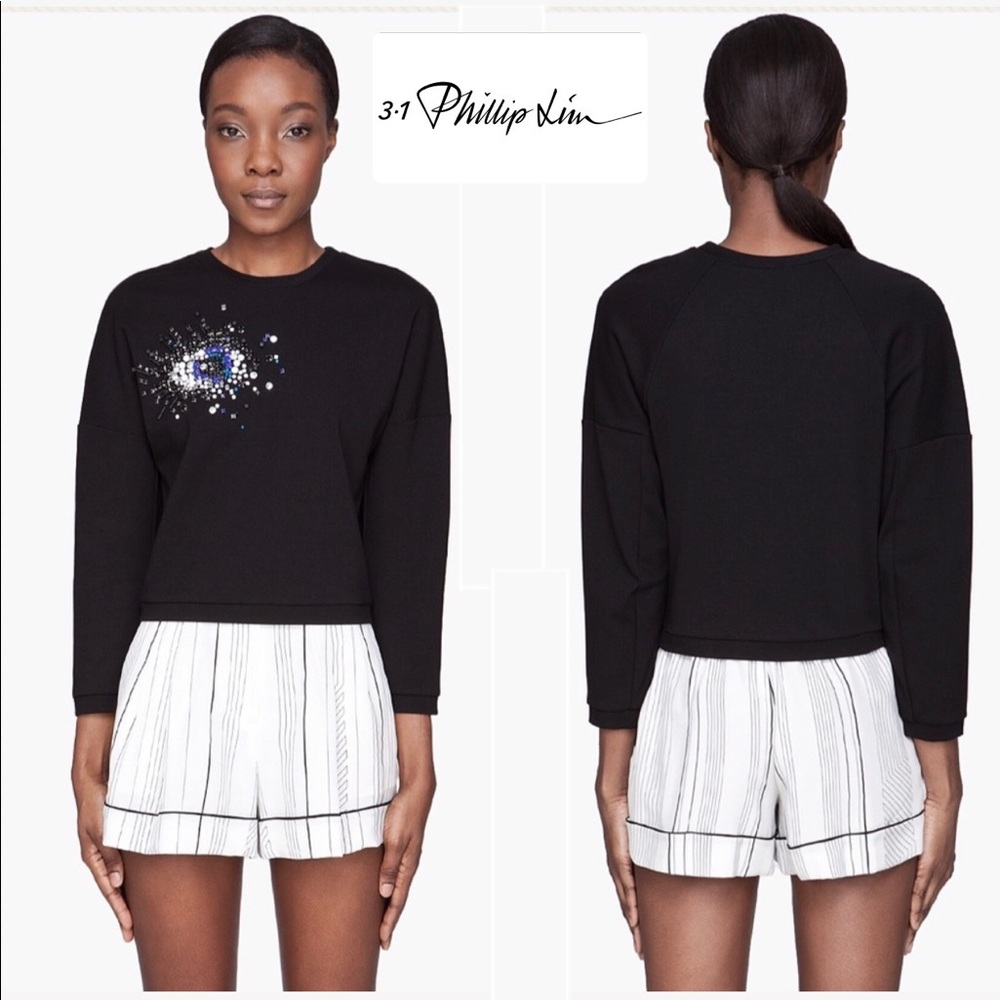 3.1 PHILLIP LIM - Crystal Eye Gem Sweatshirt Black